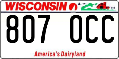 WI license plate 807OCC