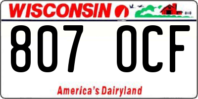 WI license plate 807OCF