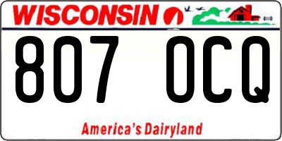 WI license plate 807OCQ