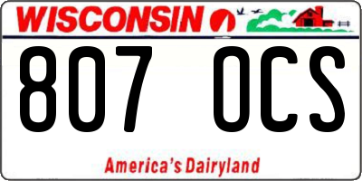 WI license plate 807OCS