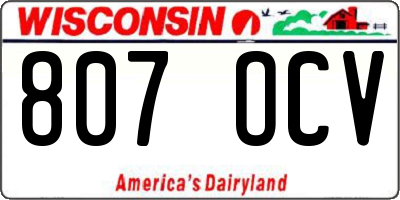 WI license plate 807OCV