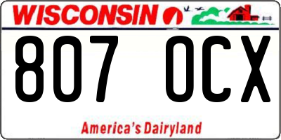 WI license plate 807OCX
