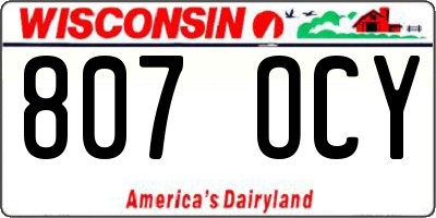 WI license plate 807OCY