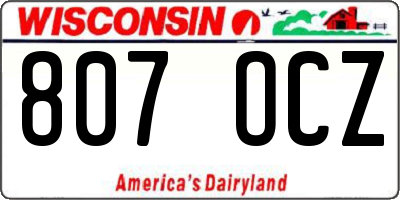 WI license plate 807OCZ