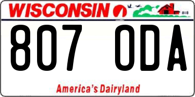 WI license plate 807ODA
