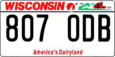WI license plate 807ODB
