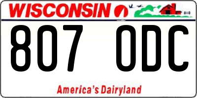WI license plate 807ODC