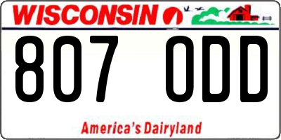 WI license plate 807ODD