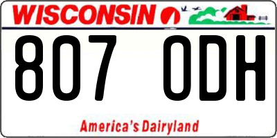 WI license plate 807ODH