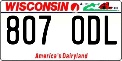 WI license plate 807ODL