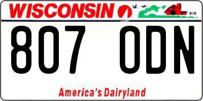 WI license plate 807ODN