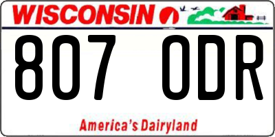 WI license plate 807ODR