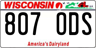 WI license plate 807ODS
