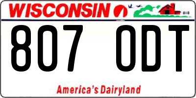 WI license plate 807ODT