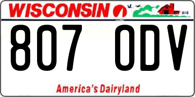 WI license plate 807ODV