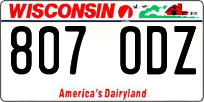 WI license plate 807ODZ