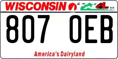 WI license plate 807OEB