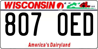 WI license plate 807OED