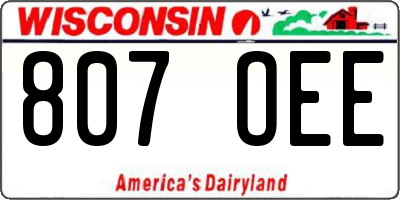 WI license plate 807OEE