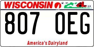 WI license plate 807OEG