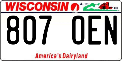WI license plate 807OEN