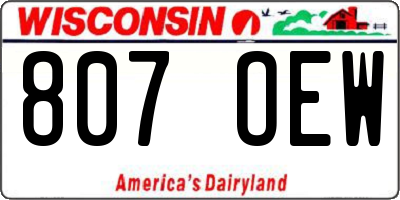 WI license plate 807OEW