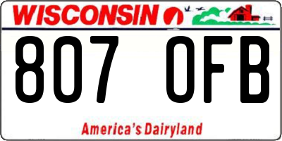 WI license plate 807OFB