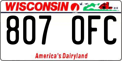 WI license plate 807OFC