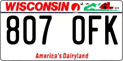 WI license plate 807OFK