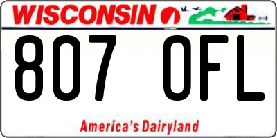WI license plate 807OFL