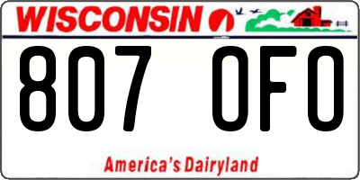 WI license plate 807OFO