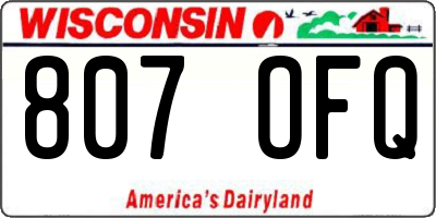 WI license plate 807OFQ
