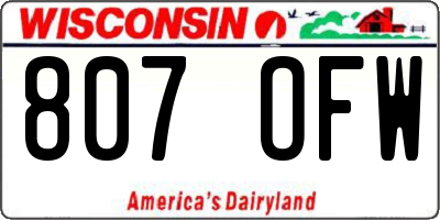WI license plate 807OFW