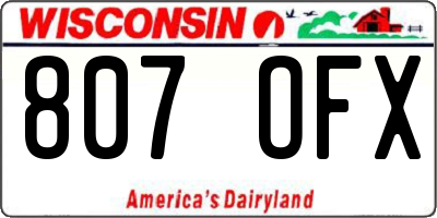 WI license plate 807OFX