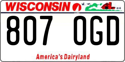 WI license plate 807OGD