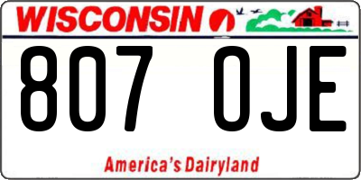 WI license plate 807OJE
