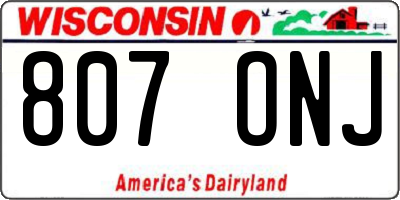 WI license plate 807ONJ