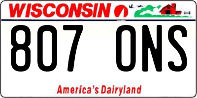 WI license plate 807ONS