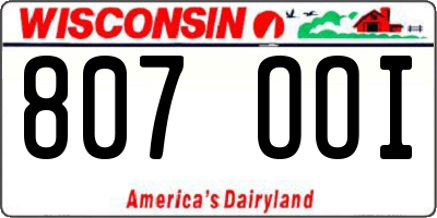 WI license plate 807OOI