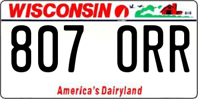WI license plate 807ORR