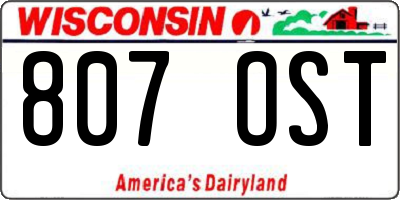 WI license plate 807OST