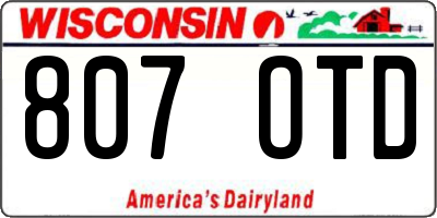 WI license plate 807OTD