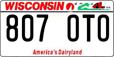 WI license plate 807OTO