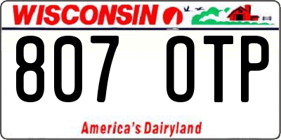 WI license plate 807OTP