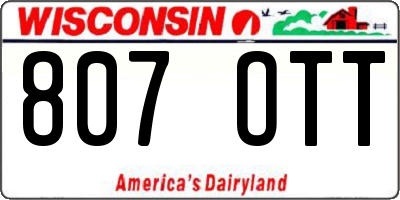 WI license plate 807OTT