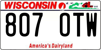 WI license plate 807OTW