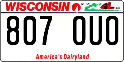 WI license plate 807OUO