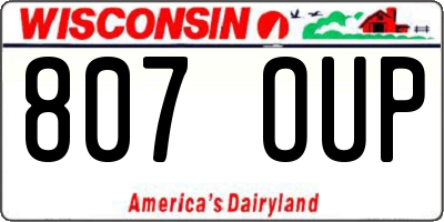WI license plate 807OUP