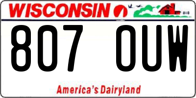 WI license plate 807OUW