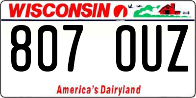WI license plate 807OUZ